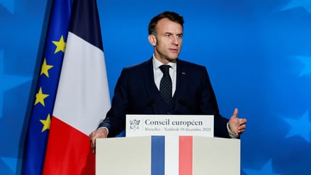 Der französische Präsident Emmanuel Macron bei einer Konferenz anlässlich des EU-Gipfels in Brüssel.
