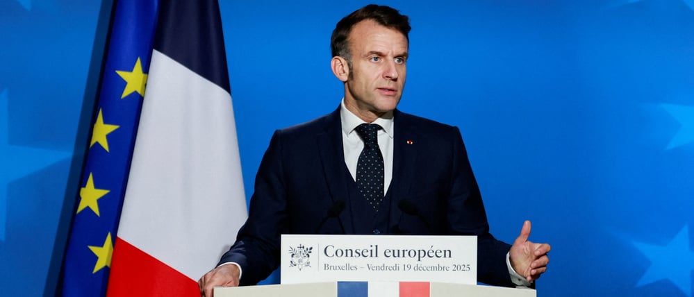 Der französische Präsident Emmanuel Macron bei einer Konferenz anlässlich des EU-Gipfels in Brüssel.