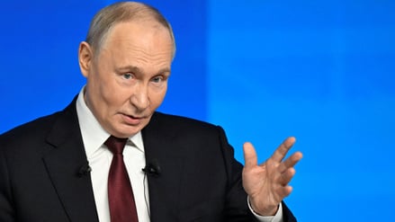 Der russische Präsident Wladimir Putin spricht bei seiner jährlichen Pressekonferenz.