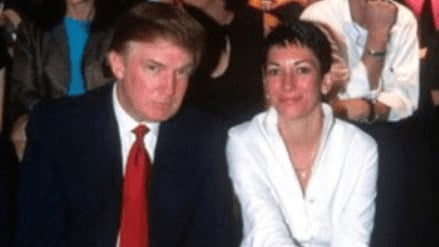 Ghislaine Maxwell and Donald Trump auf einem undatierten Foto. 