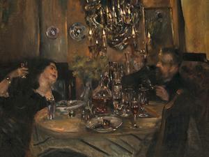 Das Bild „Unter dem Kronleuchter“ malte Lovis Corinth 1905 im Berliner Atelier von Oskar Moll.
