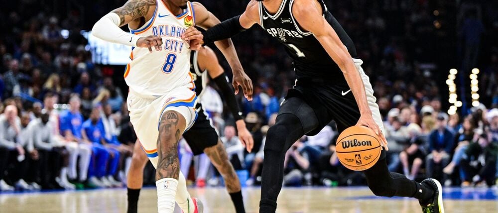 Die Thunder fanden gegen Spurs-Star Victor Wembanyama (r) selten ein defensives Mittel.