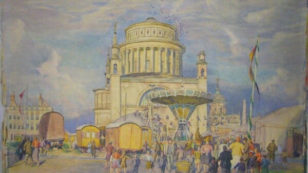 Otto Heinrichs „Rummel vor der zerstörten Nikolaikirche in Potsdam“ aus dem Jahr 1951 ist eine der restaurierungsbedürftigen Arbeiten.