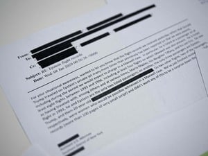 This photo illustration taken in Washington, DC, on December 23, 2025 shows part of a new batch of files released on Tuesday by the US government in relation to the notorious late sex offender Jeffrey Epstein containing numerous references to Donald Trump, including documents detailing flights he took on his then close friend's private jet. Epstein cultivated a wide circle of powerful friends, including Trump, and was alleged to have run an underage sex trafficking ring before his 2019 death in jail. Trump, who is not accused of any wrongdoing, fought for months to prevent the release of the vast trove of documents collected during years of investigations into the disgraced financier. (Photo by AFP)