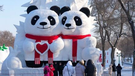 Jedes Jahr strömen Millionen von Besuchern nach Harbin, um die Schnee- und Eis-Skulpuren zu sehen. 