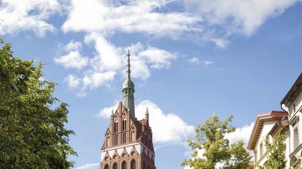 Der Bethanienturm auf dem Mirbachplatz in Berlin-Weißensee.