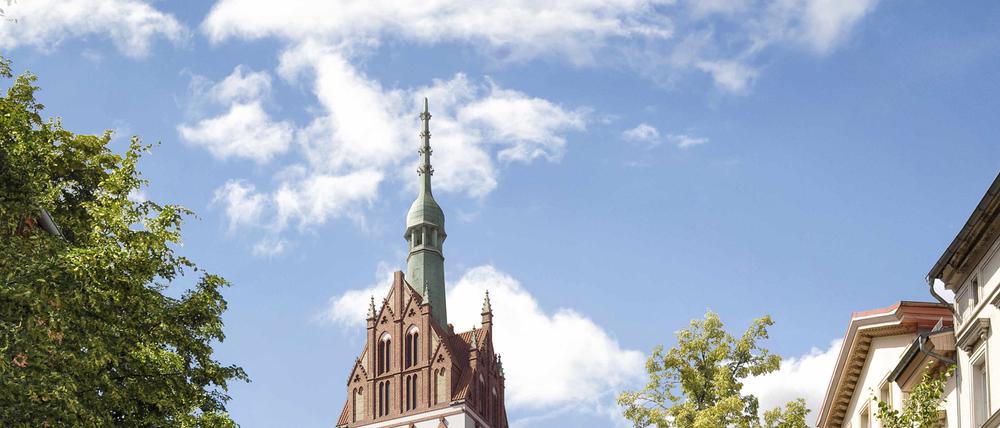 Der Bethanienturm auf dem Mirbachplatz in Berlin-Weißensee.