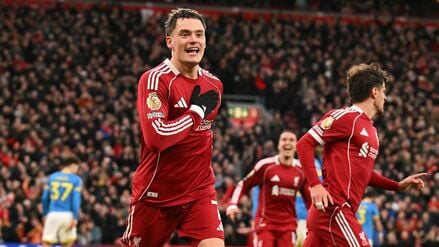 Große Freude bei Florian Wirtz nach seinem ersten Tor für Liverpool.