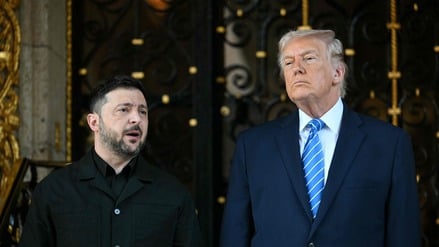 US-Präsident Donald Trump empfängt den ukrainischen Präsidenten Wolodymyr Selenskyj am 28. Dezember 2025 in seiner Residenz Mar-a-Lago in Palm Beach, Florida.