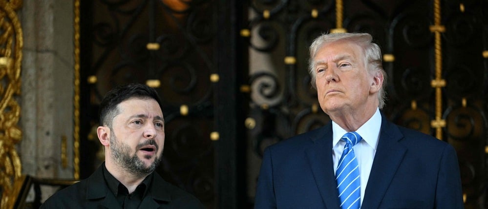 US-Präsident Donald Trump empfängt den ukrainischen Präsidenten Wolodymyr Selenskyj am 28. Dezember 2025 in seiner Residenz Mar-a-Lago in Palm Beach, Florida.