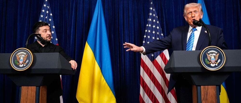 Selenskyj zeigte sich bei Pressekonferenz mit Trump sichtlich erstaunt.