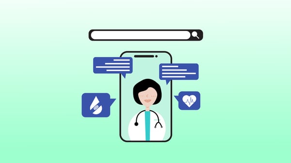 Illustration: Smartphone mit medizinischen Symbolen.