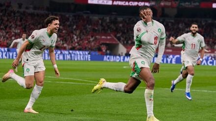 Marokkos Ayoub El Kaabi bejubelt die Führung gegen Sambia.