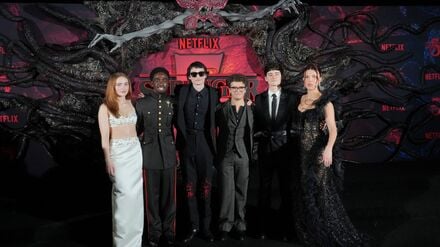 Stars der Serie „Stranger Things“: Sadie Sink, Caleb McLaughlin, Finn Wolfhard, Gaten Matarazzo, Noah Schnapp und Millie Bobby Brown im November in Los Angeles (von links nach rechts). (Archivbild)