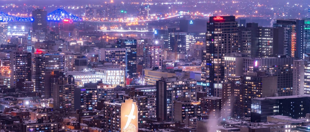 Montreal bei Nacht, bald gut zu erreichen vom BER.