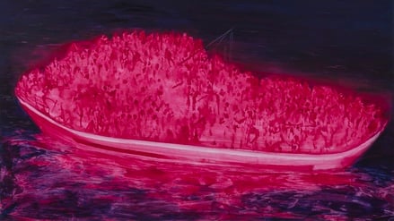 Das monumentale Gemälde „Challenge“ (2025) von Xie Lei.