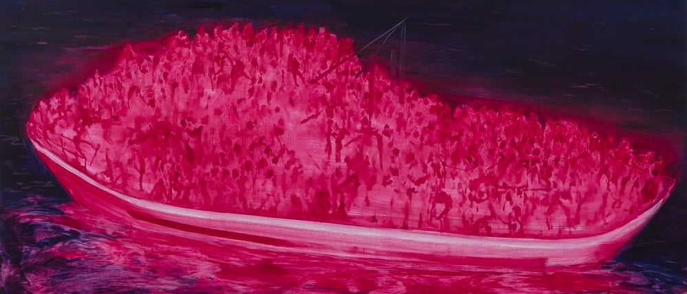 Das monumentale Gemälde „Challenge“ (2025) von Xie Lei.