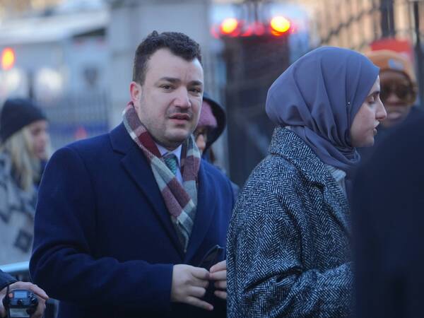 Democrat Zohran Mamdani becomes the first Muslim mayor of New York City NEW YORK, UNITED STATES - JANUARY 1: Mahmoud Khalil L and Dr. Noor Abdalla, attends the inauguration ceremony at City Hall in New York, United States, on January 1, 2026. Selcuk Acar / Anadolu New York United States. Editorial use only. Please get in touch for any other usage. PUBLICATIONxNOTxINxTURxUSAxCANxUKxJPNxITAxFRAxAUSxESPxBELxKORxRSAxHKGxNZL Copyright: x2026xAnadoluxSelcukxAcarx