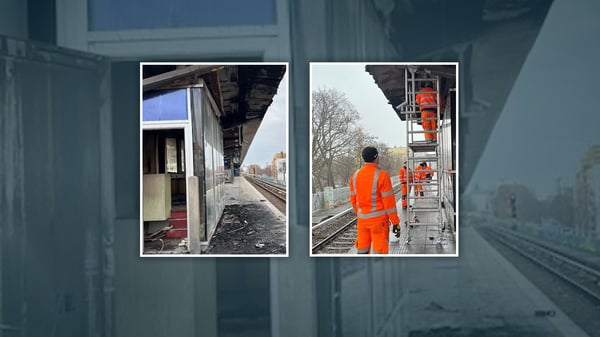 Bei einem Brand in der Silvesternacht wurde das Dach des S-Bahnhofs Wedding beschädigt.