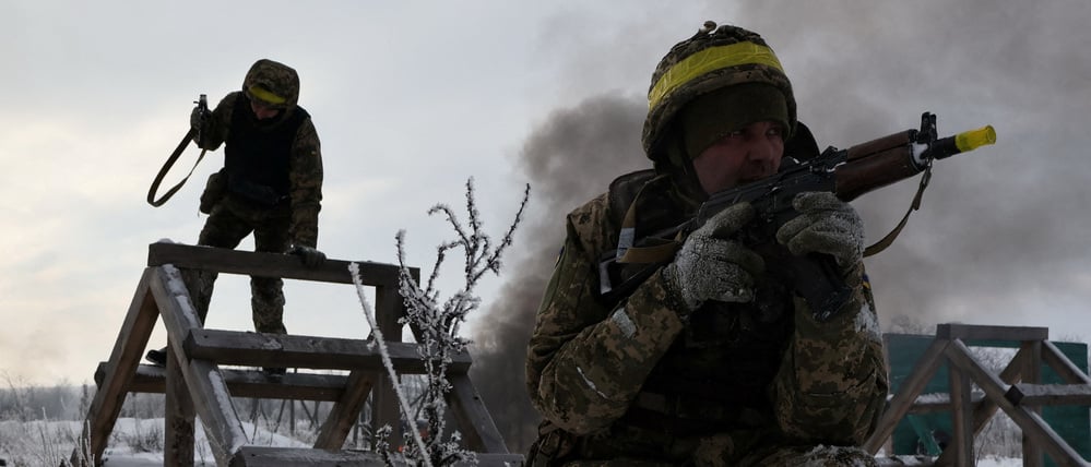 Rekruten der 65. Separaten Mechanisierten Brigade der ukrainischen Streitkräfte in der Region Saporischschja.