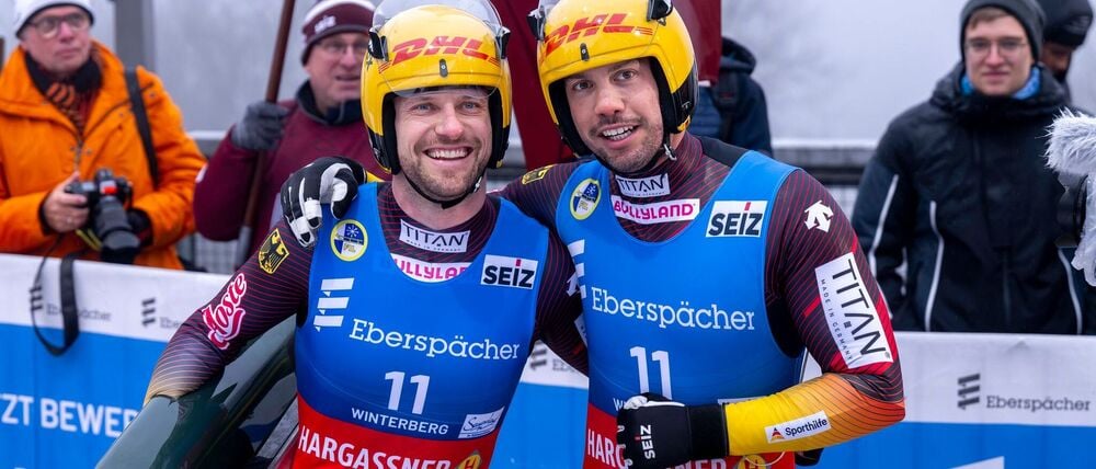 Überzeugten als Zweite in Sigulda: Der deutsche Doppelsitzer Tobias Wendl (r) und Tobias Arlt. (Archivfoto)