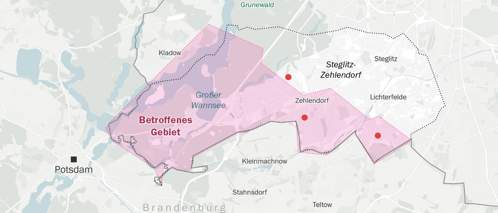 Diese Karte der Berliner Feuerwehr zeigt das vom Stromausfall betroffene Gebiet.