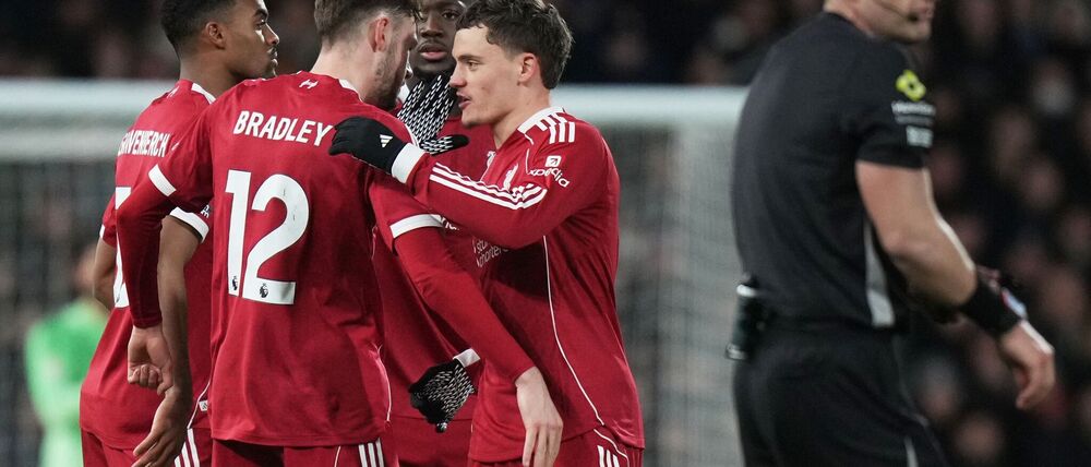 Florian Wirtz (r) gelang der 1:1-Ausgleich für Liverpool beim FC Fulham.