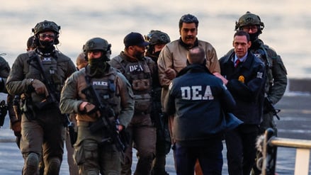 Nicolas Maduro, entführter Präsident von Venezuela, wird in New York zum Gericht gebracht.