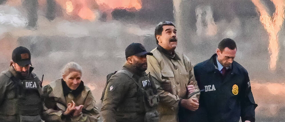 Der gestürzte Präsident Venezuelas, Nicolás Maduro, und seine Frau Cilia Flores kommen am Wall Street Heliport im New Yorker Stadtteil Manhattan an.