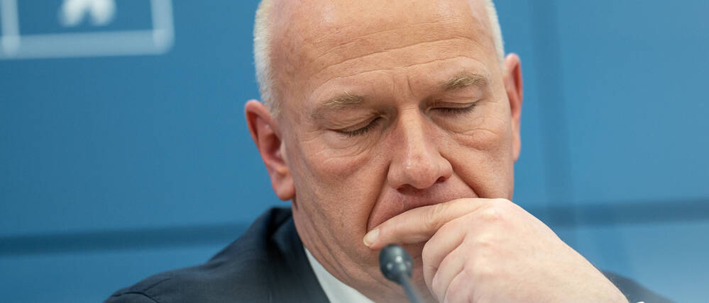 Kai Wegner, Regierender Bürgermeister, während der PressekonferenzBerliner Senat informiert zur aktuelle Lagen nach Anschlag auf das Berliner Stromnetz