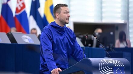 Der grönländische Ministerpräsident Jens-Frederik Nielsen im Europäischen Parlament in Straßburg.