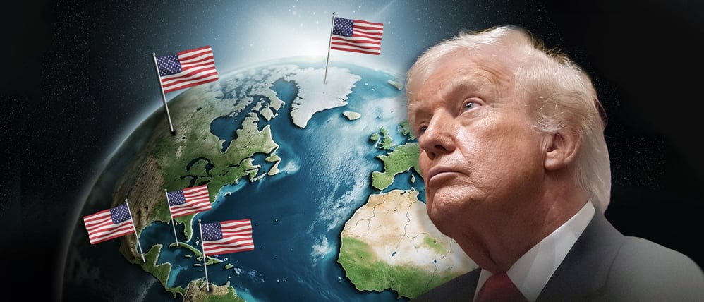 US-Präsident Donald Trump vor einer Karte mit möglichen „Zielländern“ (Montage).