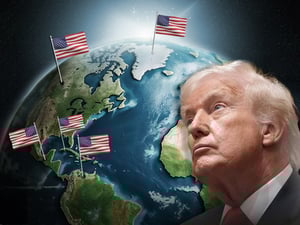 US-Präsident Donald Trump vor einer Karte mit möglichen „Zielländern“ (Montage).