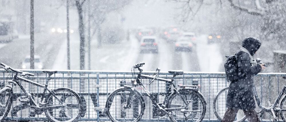 Winterchaos auf dem Arbeitsweg.