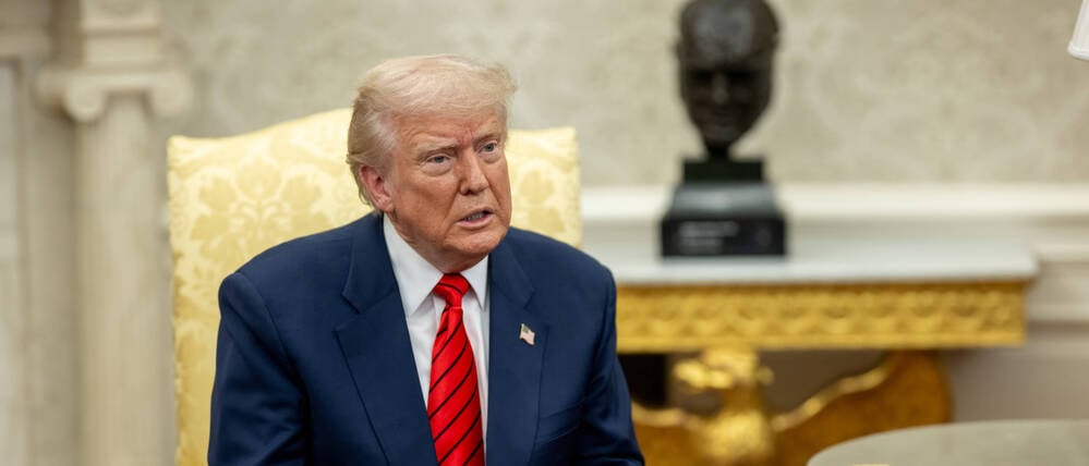 March 13, 2025, Washington, Dc, United States: U.S President Donald Trump, remarks during a bilateral meeting with NATO Secretary General Mark Rutte, at the Oval Office of the White House, March 13, 2025 in Washington, D.C. Washington United States - ZUMAp138 20250313_zaa_p138_016 Copyright: xDanielxTorok/WhitexHousex