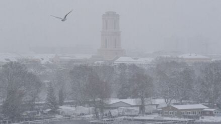 Zukunft im Nebel: Der Turm der Garnisonkirche in Potsdam.