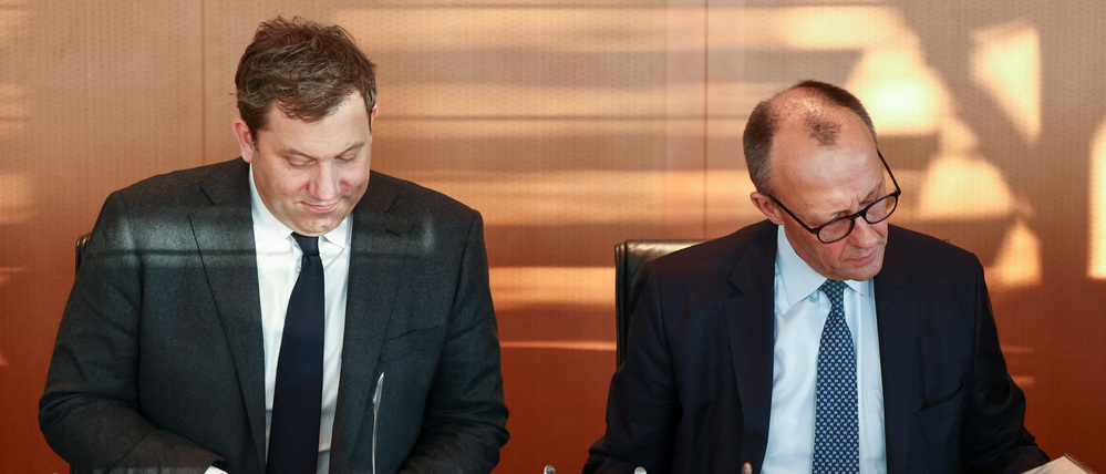 Bundeskanzler Friedrich Merz (CDU) und sein Vizekanzler und Bundesfinanzminister Lars Klingbeil.