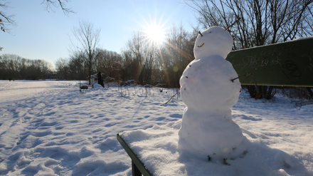 Dieser Schneemann wird wohl so schnell nicht tauen.