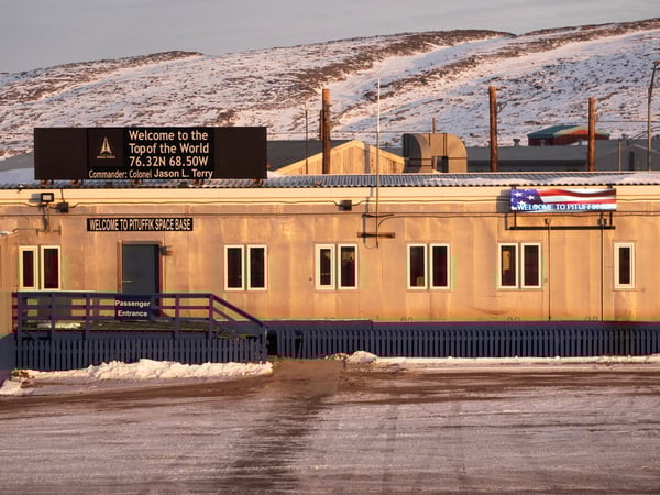 A view of Pituffik Space Base (formerly Thule Air Base) in Greenland, October 4, 2023. The base changed its name earlier in 2023. The reason for the new name is that the base is no longer staffed by people from the US Air Force, but instead from the US Space Force. Ritzau Scanpix/Thomas Traasdahl via REUTERS ATTENTION EDITORS - THIS IMAGE WAS PROVIDED BY A THIRD PARTY. DENMARK OUT. NO COMMERCIAL OR EDITORIAL SALES IN DENMARK.