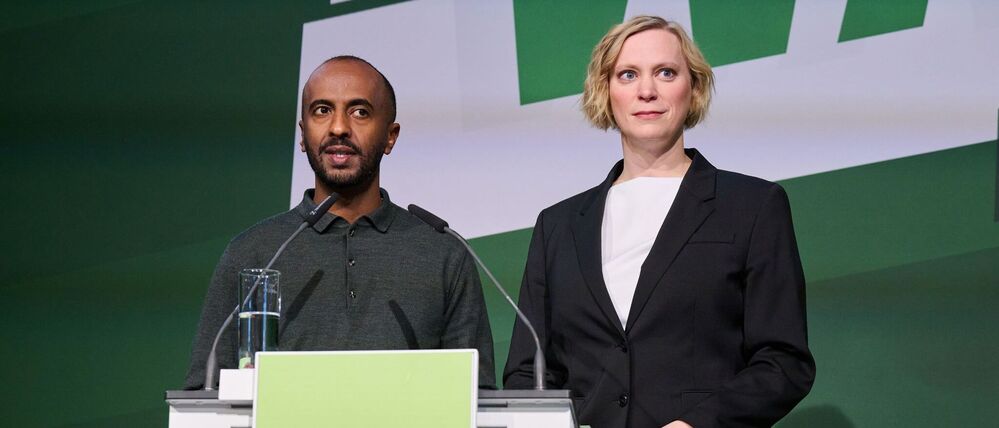 Die Grünen-Landesvorsitzenden Nina Stahr und Philmon Ghirmai bewerten den Mitgliederzuwachs als Meilenstein. (Archivbild)