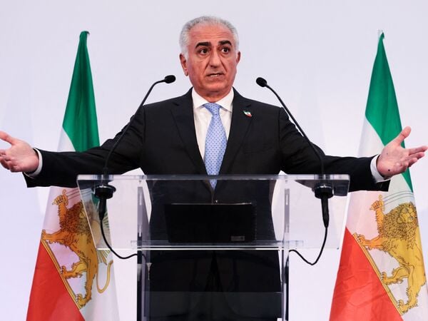 (FILES) Iranian opposition leader and son of the last shah of Iran Mohammad Reza Pahlavi, Reza Pahlavi holds a press conference in Paris on June 23, 2025. The son of the shah of Iran ousted by the 1979 Islamic Revolution, US-based Reza Pahlavi, who had called for major protests on January 8, 2026, meanwhile urged a new show of force in the streets on Januray 9. Iranians staged their biggest protests yet of an almost two week movement sparked by anger over the rising cost of living, chanting slogans including "death to the dictator" and setting fire to official buildings, videos showed. 

. (Photo by JOEL SAGET / AFP)