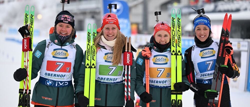 Die deutschen Biathletinnen holen das zweite Staffel-Podest des Winters. 