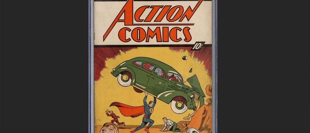 Die erste Ausgabe und seltene Ausgabe von 1938 des Comic-Heftes von „Action Comics“.