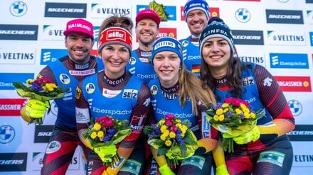 Die deutsche Rodel-Staffel holte sich den Sieg in Winterberg.