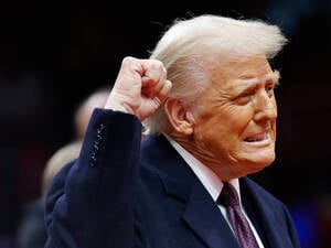 January 20, 2025, Washington, District Of Columbia, USA: WASHINGTON, DC - JANUARY 20: U.S. President Donald Trump gestures during an indoor inauguration parade at the Capital One Arena on January 20, 2025 in Washington, DC. Donald Trump takes office for his second term as the 47th president of the United States Washington USA - ZUMAs152 20250120_faa_s152_1871 Copyright: xAnnaxMoneymakerx-xPoolxviaxCNPx
TrumpYear