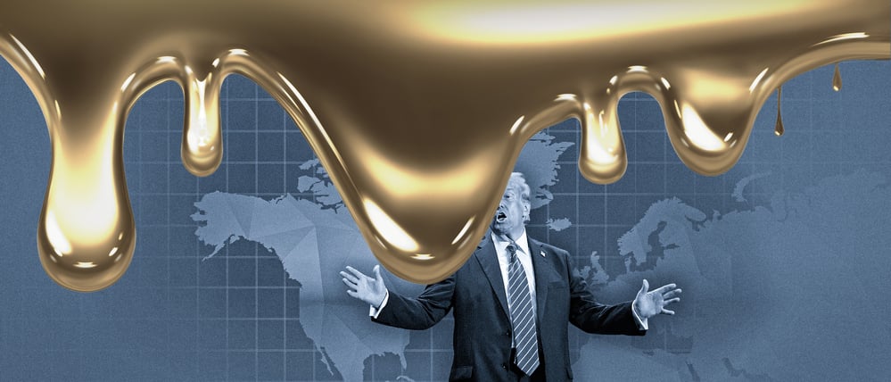 Trump, Macht und Öl (Illustration).