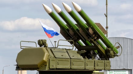 MOSCOW REGION - AUGUST 28, 2015: The Buk-M2 russian missile system at the International Aviation and Space Salon (MAKS).