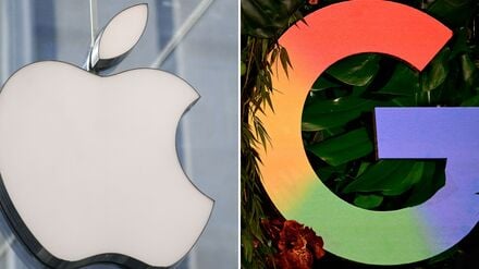 Logos von Apple und Google.