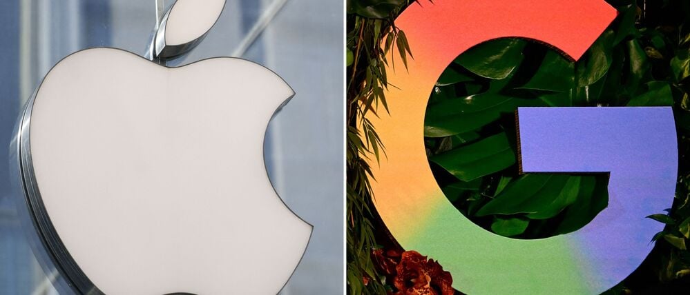 Logos von Apple und Google.