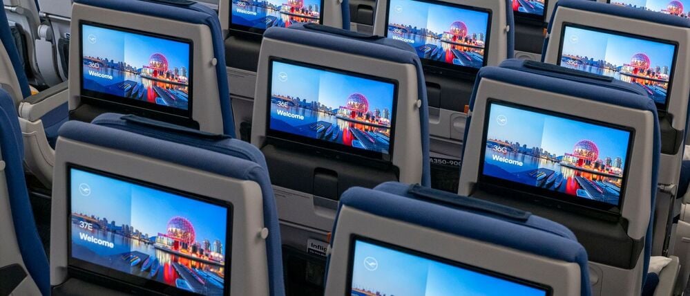 Die neue Lufthansa-Kabine wird bald mit Starlink-Internet ausgerüstet. 